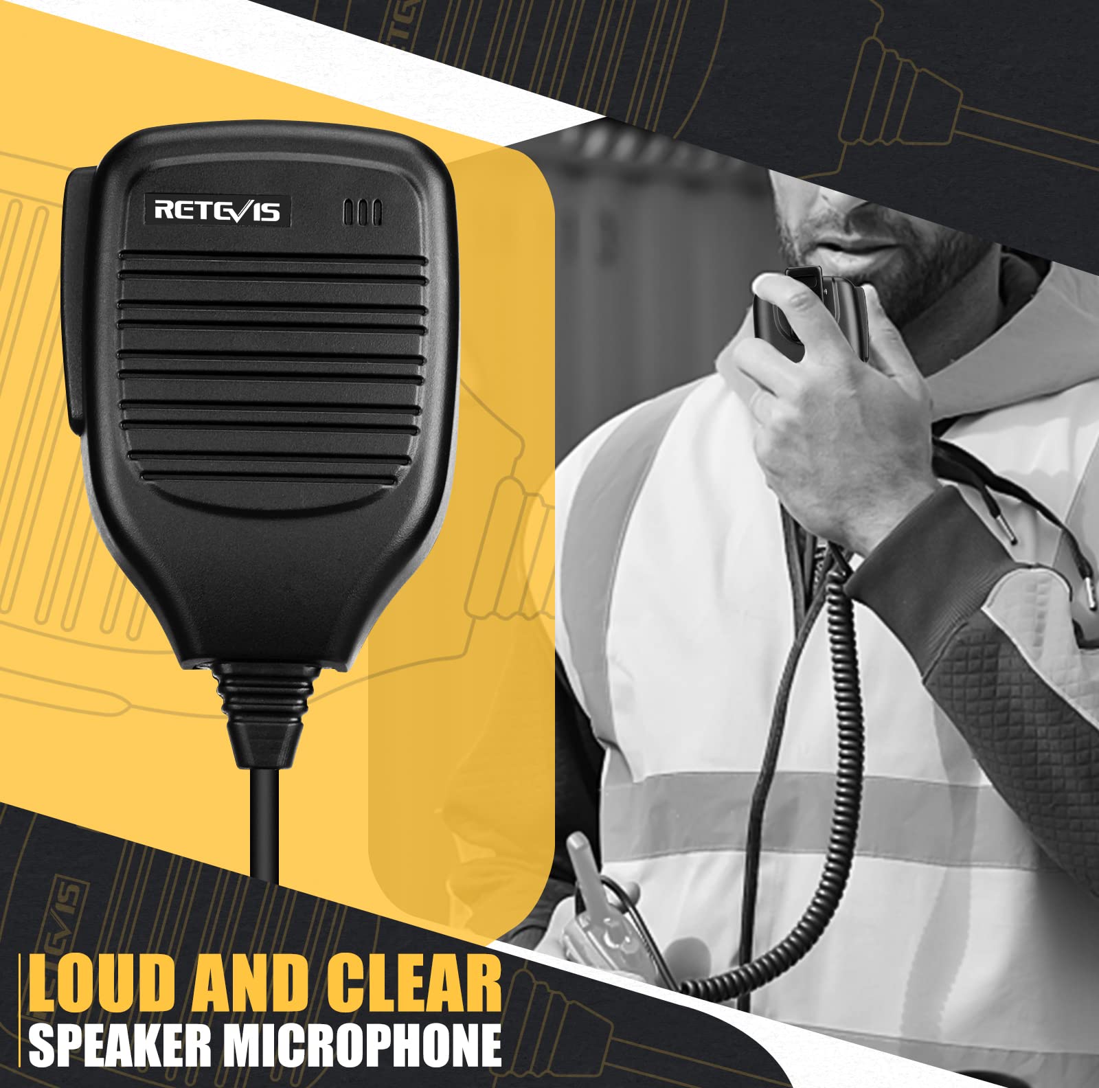 Retevis 2 Pin Walkie Talkie Speaker Microphone - Compatible with Retevis RT22 RT27 RT68 RT15 RB17 RT17 RT19 H777 RT66 RT67 & Baofeng UV-5R 888S 2 Way Radios (1 Pack) - Ideal for Outdoor Adventures, Construction Sites, and Emergency Communication