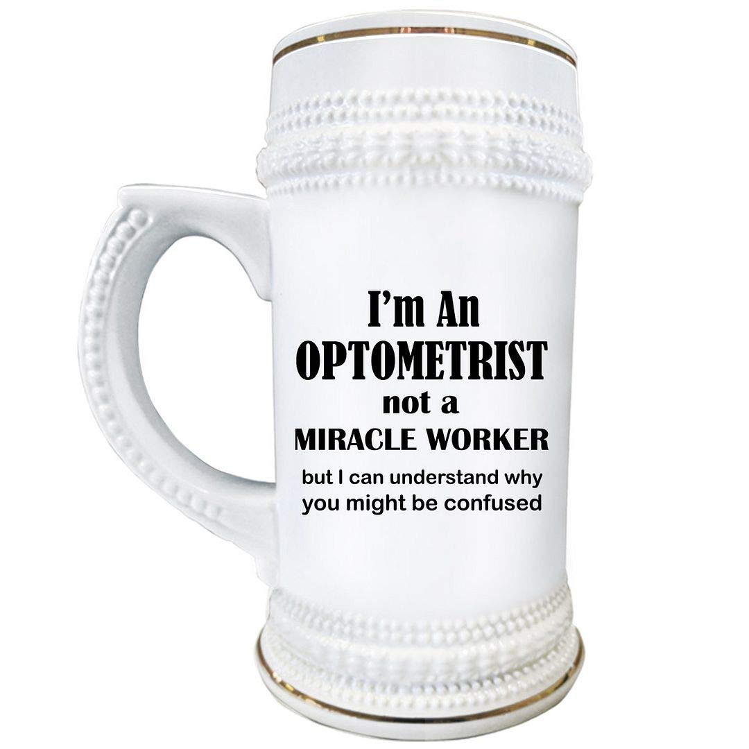 Funny Optometrist Beer Stein Mug - 22oz Ceramic Drinkware for Eye Doctors - Perfect Gift for OD Graduation, Optometry School & Eye Care Professionals - Great for Parties, Office Decor & Appreciation Gifts