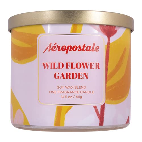 Aeropostale Wild Flower Garden Scented Soy Candle - Natural Aromatherapy for Home, Office & Relaxation - Perfect for Gifts, Meditation & Stress Relief