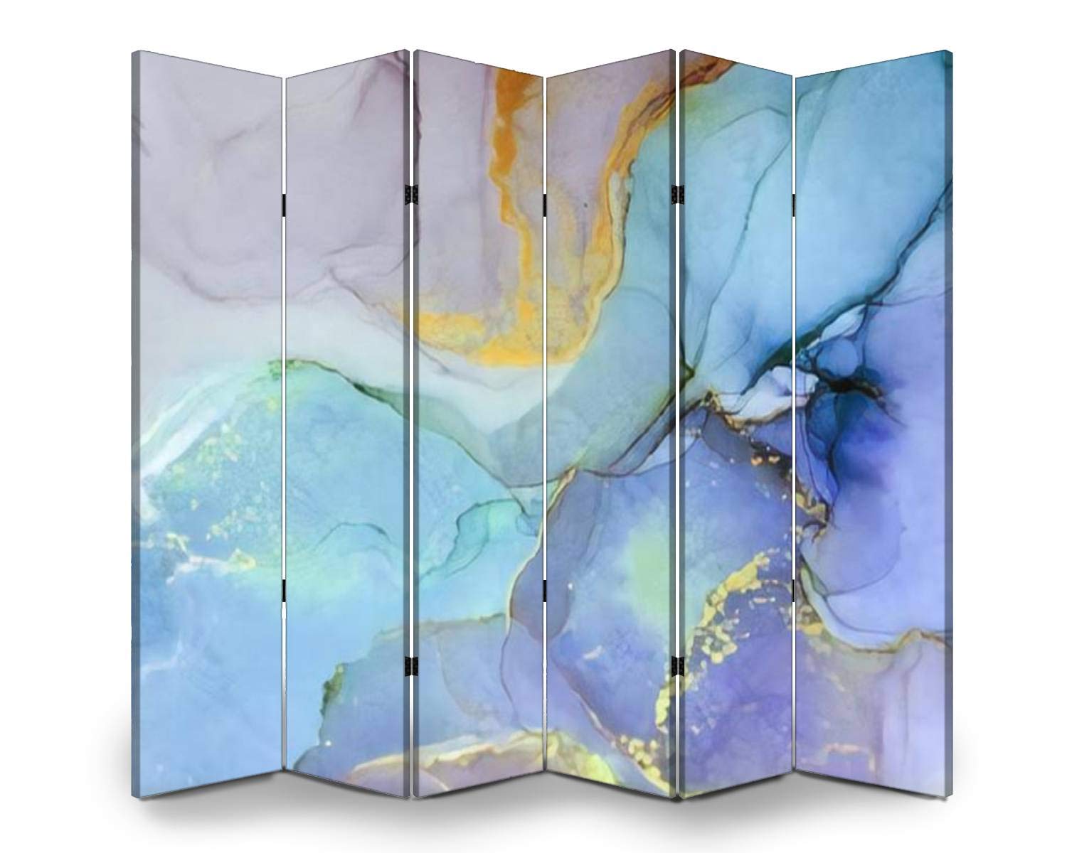 APED DECOR 6-Panel Wooden Room Divider - Hand-Painted Abstract Ink Art Folding Privacy Screen, Dual-Sided Canvas Partition for Home & Office Decor | Perfect for Living Rooms, Bedrooms, and Studio Spaces