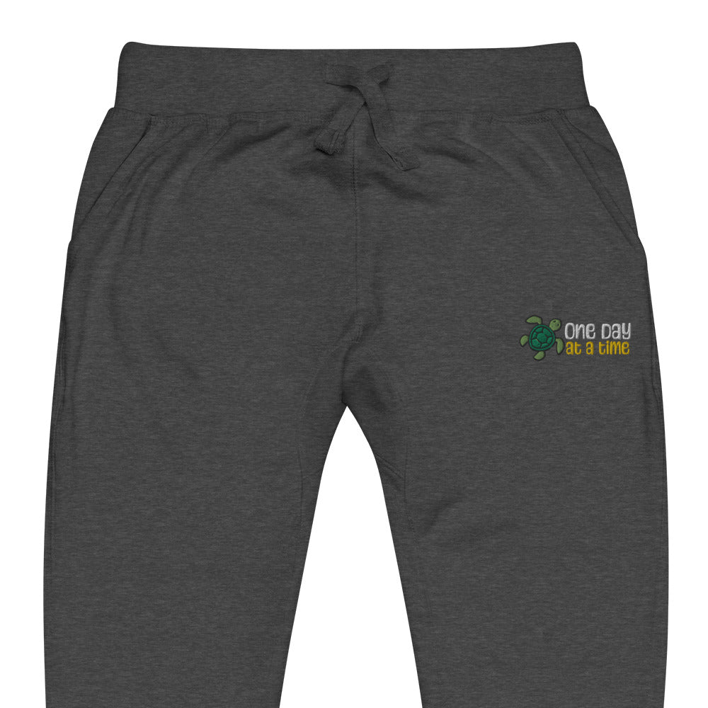 One Day at a Time Turtle Fleece Sweatpants - Cozy Casual Lounge Pants for Women & Men - Perfect for Home Relaxation, Yoga, and Winter Comfort