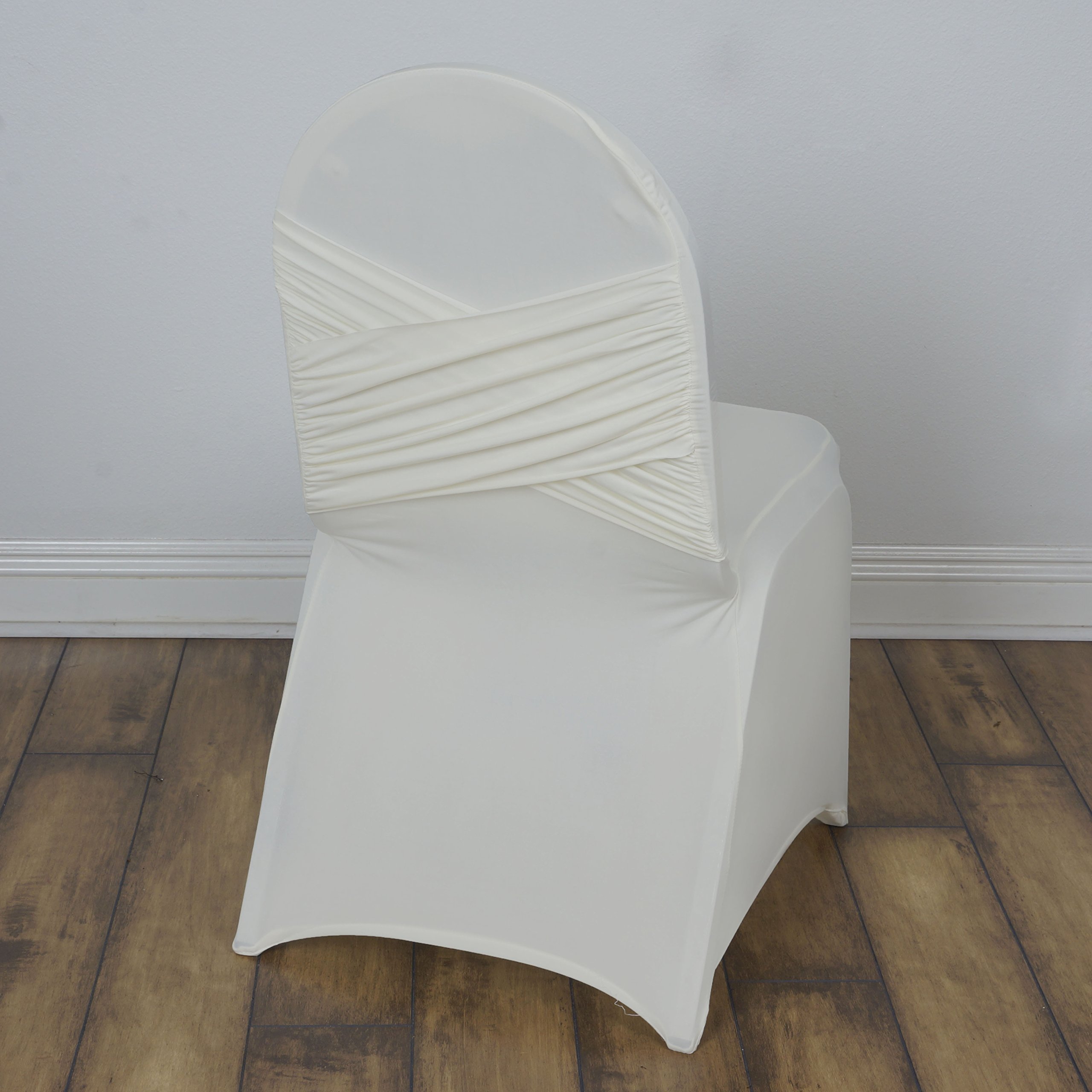 25-Piece Ivory Banquet Chair Covers - Stretchable Spandex Slipcovers with Crisscross Design for Wedding, Party & Home Decor - Perfect for Banquets, Receptions and Special Events