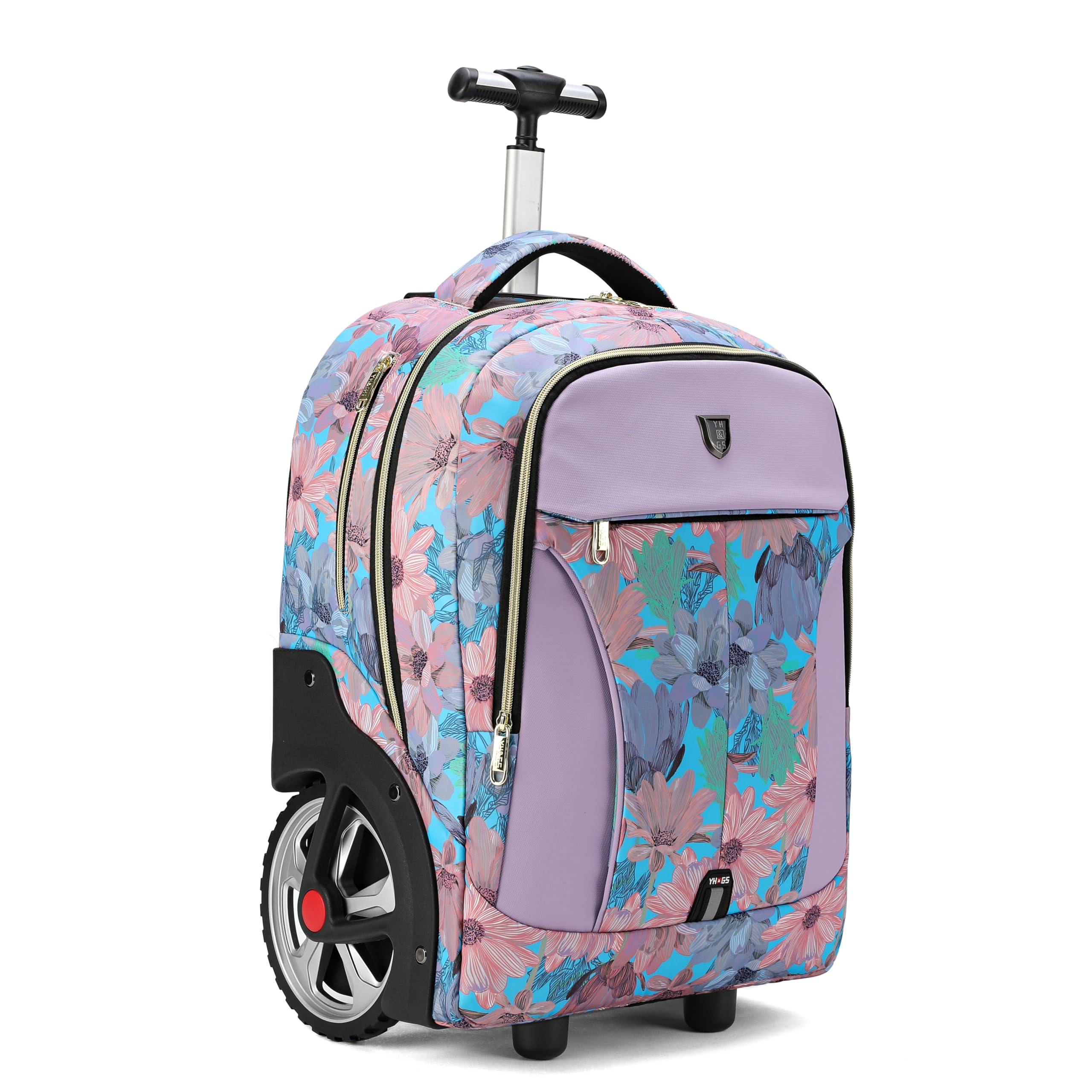 Waterproof Rolling Backpack with Wheels for Business & Travel - 20 Inch Wheeled Laptop Backpack Fits 15.6 Inch Computer - Pink Carry-On Backpack for Commuters, Adults, Women & Men - Perfect for Air Travel, Daily Commute & Office Use