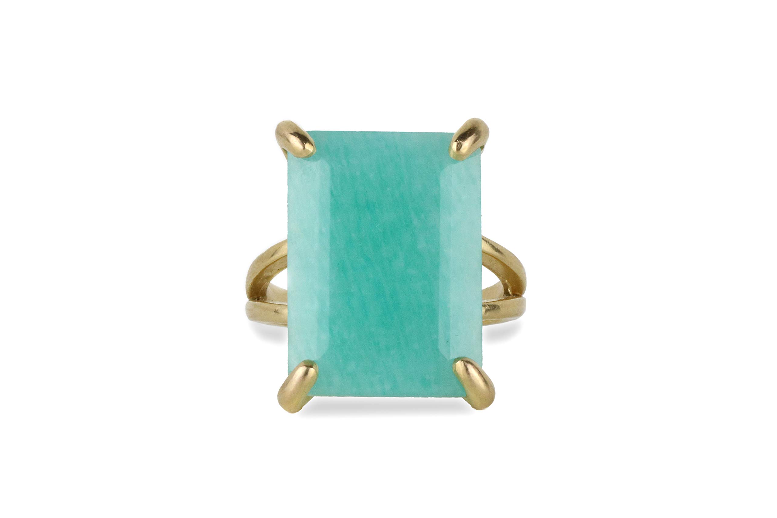 Natural Amazonite Gemstone 14k Gold Ring - Handmade Statement Jewelry for Women - Customizable Size & Finish - Perfect for Weddings, Engagements & Gifts | Elegant Fashion Accessory for Everyday Wear & Special Occasions