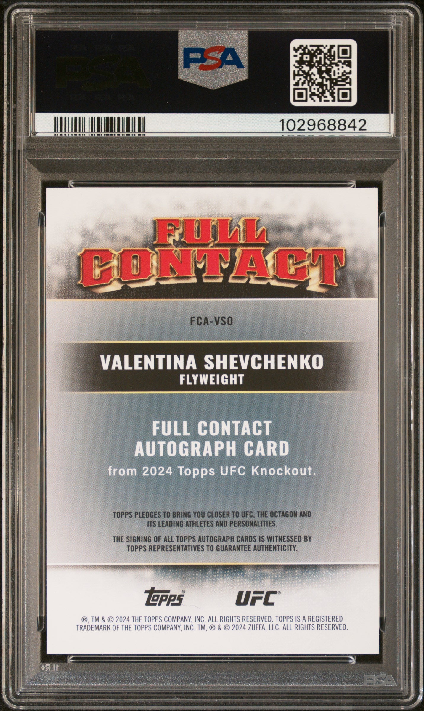 2024 Topps Knockout UFC Valentina Shevchenko Autograph Card 13/50 Blue #VSO PSA 10 Gem Mint - Rare Collectible for UFC Fans & Sports Memorabilia Enthusiasts