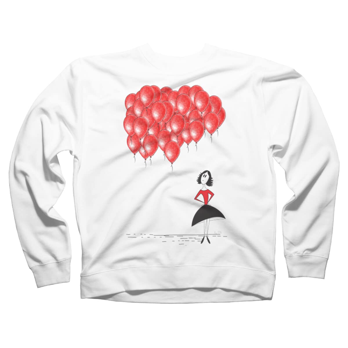 Design By Humans Unisex 99 Red Balloons by AhaC Sweatshirt - Soft Cotton Pullover for Men & Women - Perfect for Casual Wear, Street Style & Music Lovers