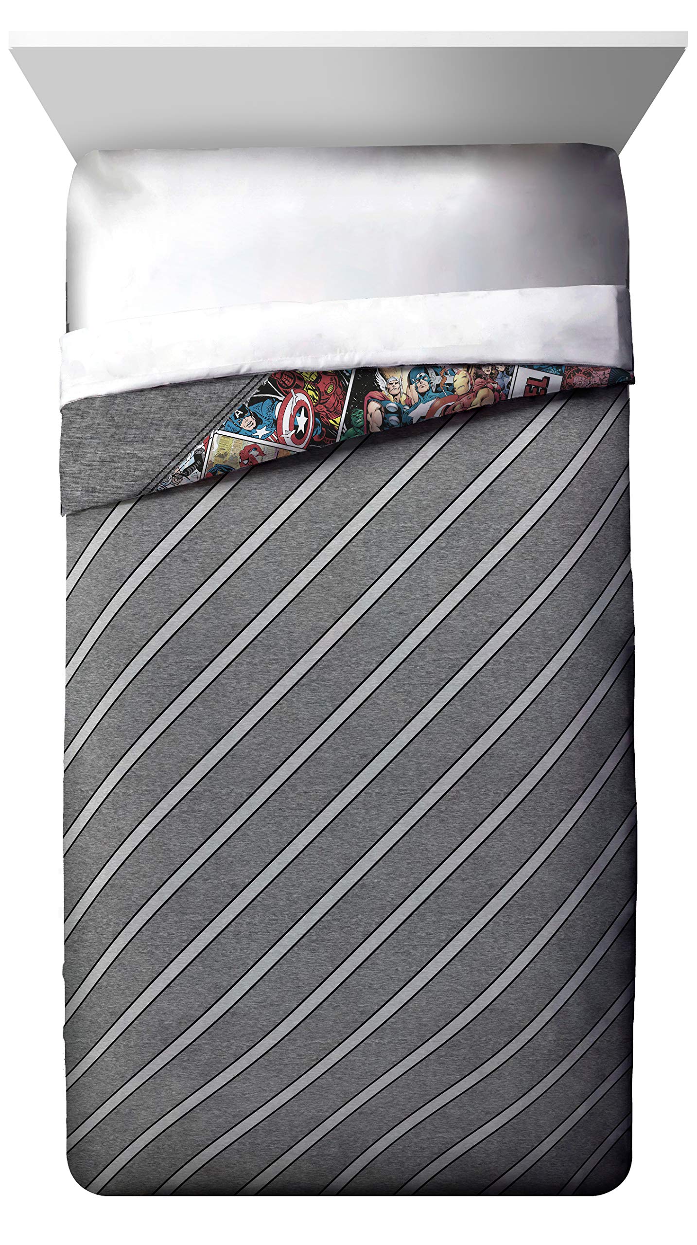 Jay Franco Marvel Comics 80th Anniversary Twin Comforter & Sham Set | Super Soft Reversible Kids Bedding | Fade Resistant Microfiber | Official Marvel Licensed Product | Perfect for Kids' Rooms, Sleepovers & Marvel Themed Decor