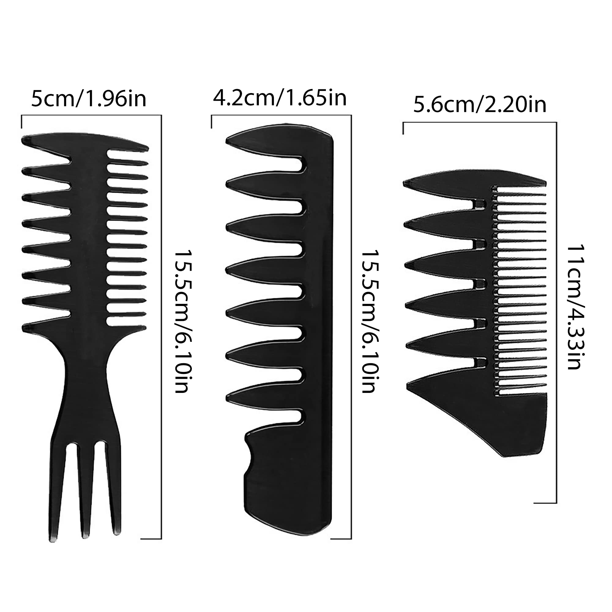 3 PCS Professional Barber Comb Set - Wide Tooth Styling Comb, Texture Comb & Pompadour Comb for Men & Women - Perfect for Wet, Curly, Thick & Oily Hair - Salon & Home Hairstyling Essentials