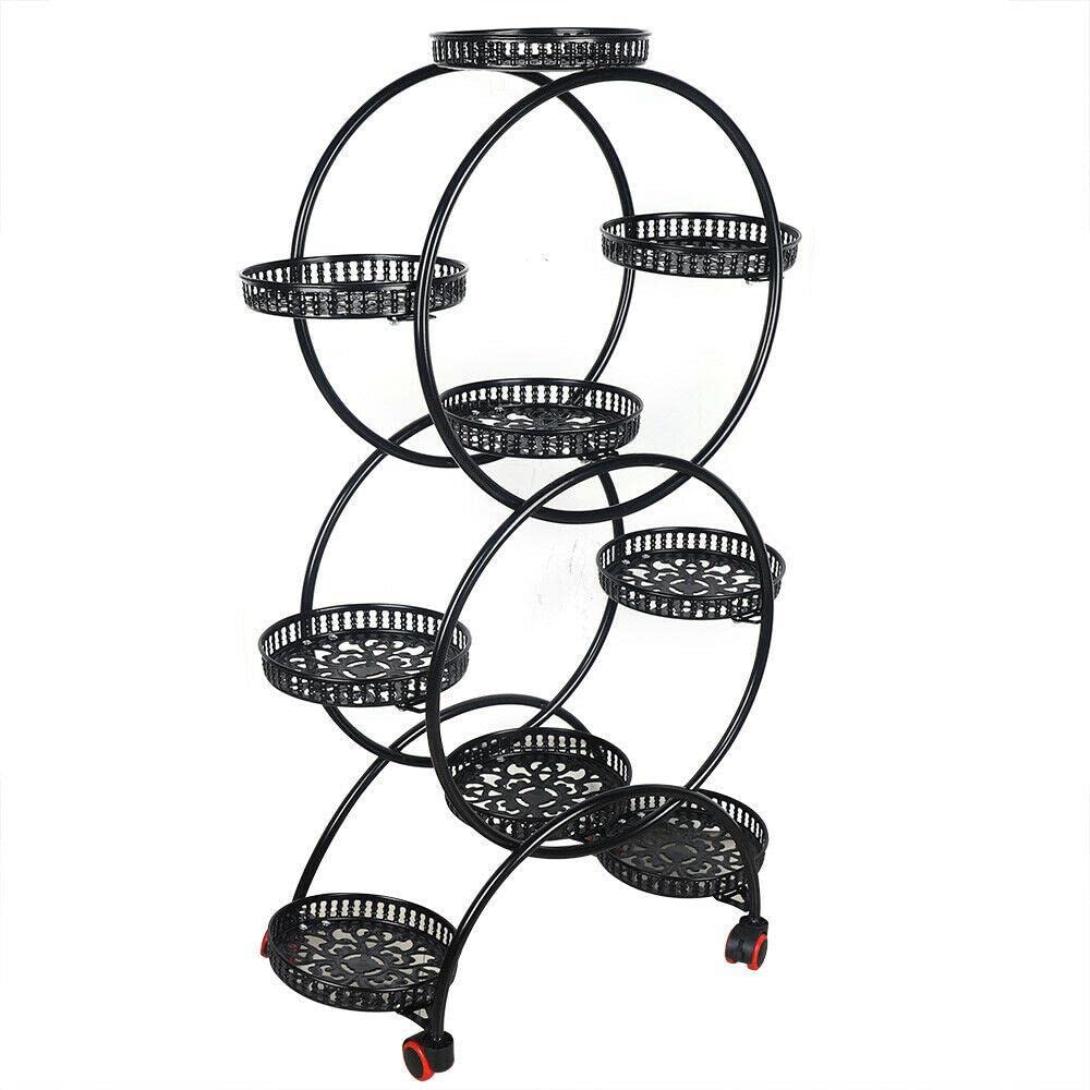 Europder 6-Tier Metal Plant Stand for Indoor & Outdoor - Black Flower Pot Shelf Rack for Garden, Balcony, Patio - Perfect for Succulents, Herbs, and Houseplants