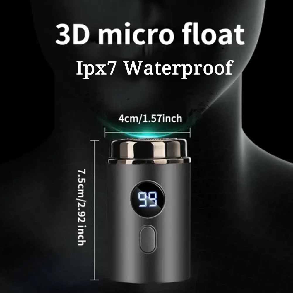 Timeatea Mini Portable Electric Shaver for Men - 3D Floating Head, IPX7 Waterproof, Digital Display, Cordless Travel Razor - Perfect for Home, Office, Gym & Travel Use (Green)