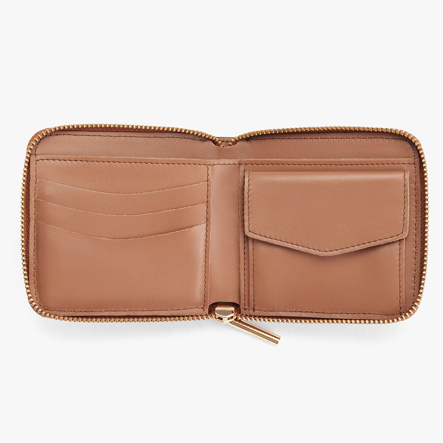Classic Small Zip Around Wallet for Women & Men - Slim RFID Blocking Leather Wallet for Everyday Use, Travel & Business