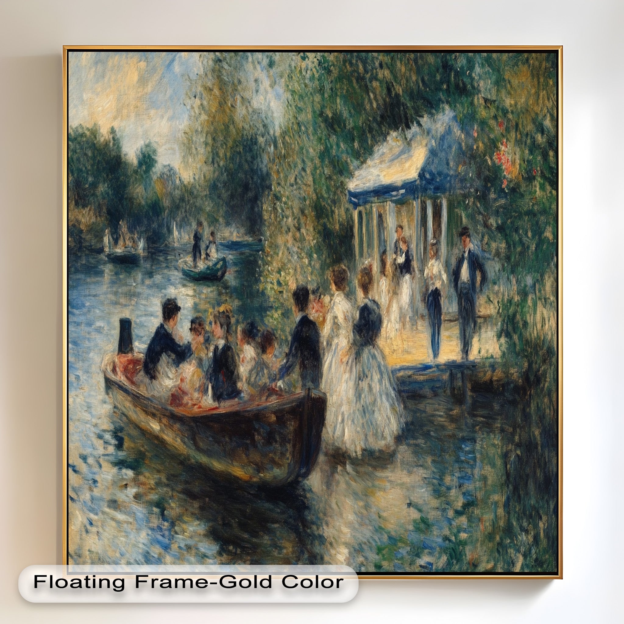Afternoon Gathering by the River - Handmade Impressionist Oil Painting on Canvas - Perfect for Living Room, Bedroom, or Office Wall Decor