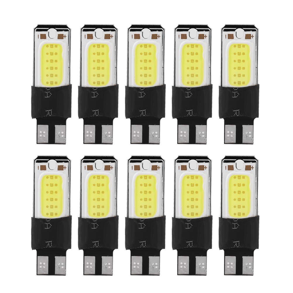10pcs T10 W5W COB LED Car Bulbs - Super Bright White Wedge Lights for License Plate, Side Marker & Dome Map Lights - Perfect for Interior and Exterior Automotive Lighting Upgrades