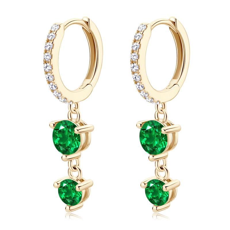Exquisite Pavé Emerald Drop Earrings for Women – 14K Gold Plated Elegant Dangle Earrings | Perfect for Weddings, Parties & Special Occasions
