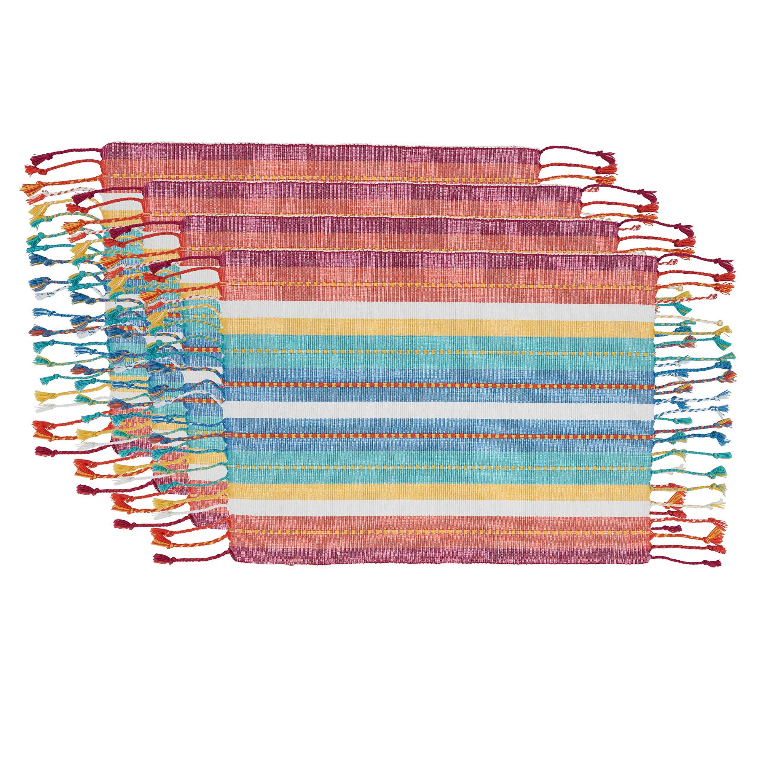 Premium Striped Dobby Placemats Set of 4 - Elegant Table Mats for Dining, Kitchen Decor, and Holiday Entertaining