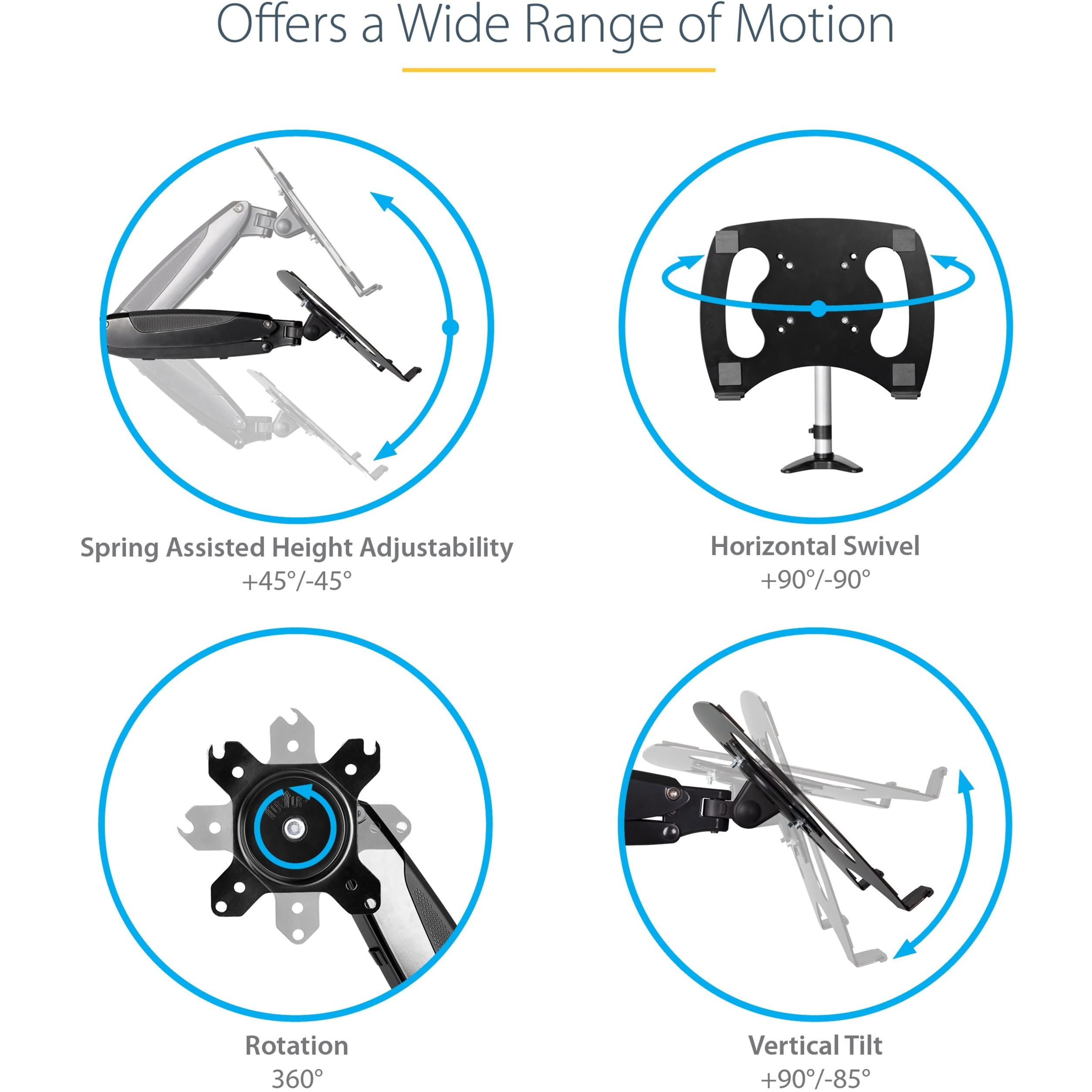 StarTech.com Adjustable Laptop Mount Arm - Ergonomic VESA Desk Clamp for 34