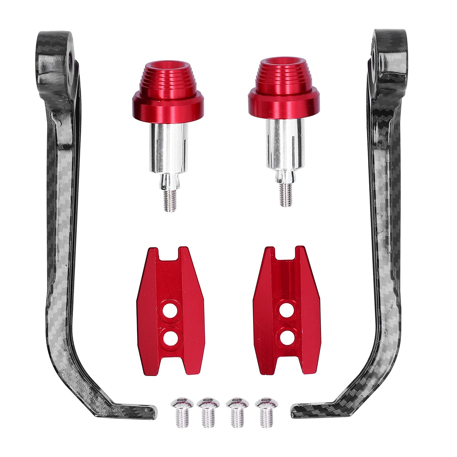 Qiilu 22mm Motorcycle Handguards - Aluminum Alloy Handlebar Guards for Motocross (Red)