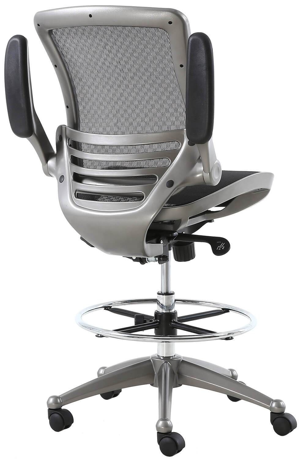 Harwick Evolve All Mesh Heavy Duty Drafting Chair - Ergonomic Adjustable Office Chair with Gunmetal Finish [2250D BK] for Architects, Designers & Home Office Workspaces