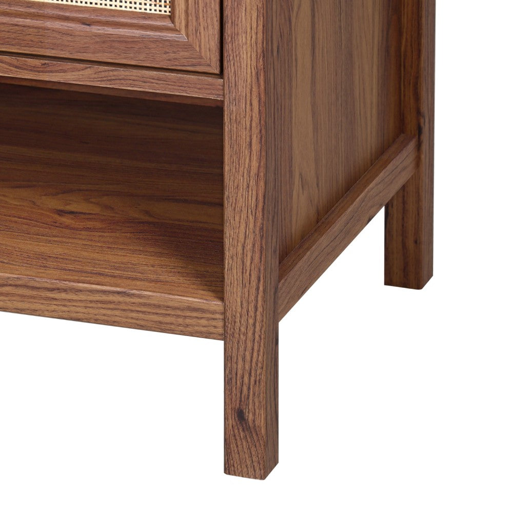 Modern Coastal 2-Shelf Bathroom Vanity Cabinet in Jasper Rattan - Freestanding Storage for Beach House or Bathroom Decor (Sink Not Included) - Perfect for Coastal, Farmhouse or Boho Style Bathrooms