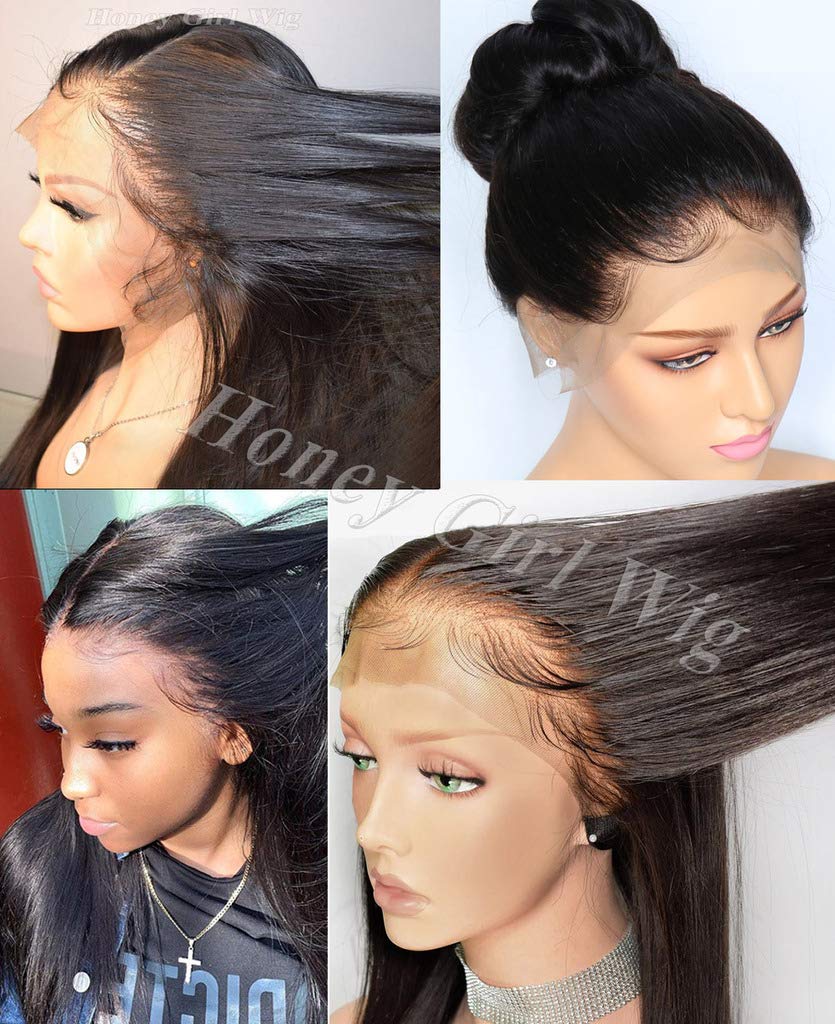 360 Lace Frontal Wig Straight 10A Brazilian Virgin Human Hair - Pre Plucked Glueless Full Lace Wig with Baby Hair for Black Women - Small Cap 16
