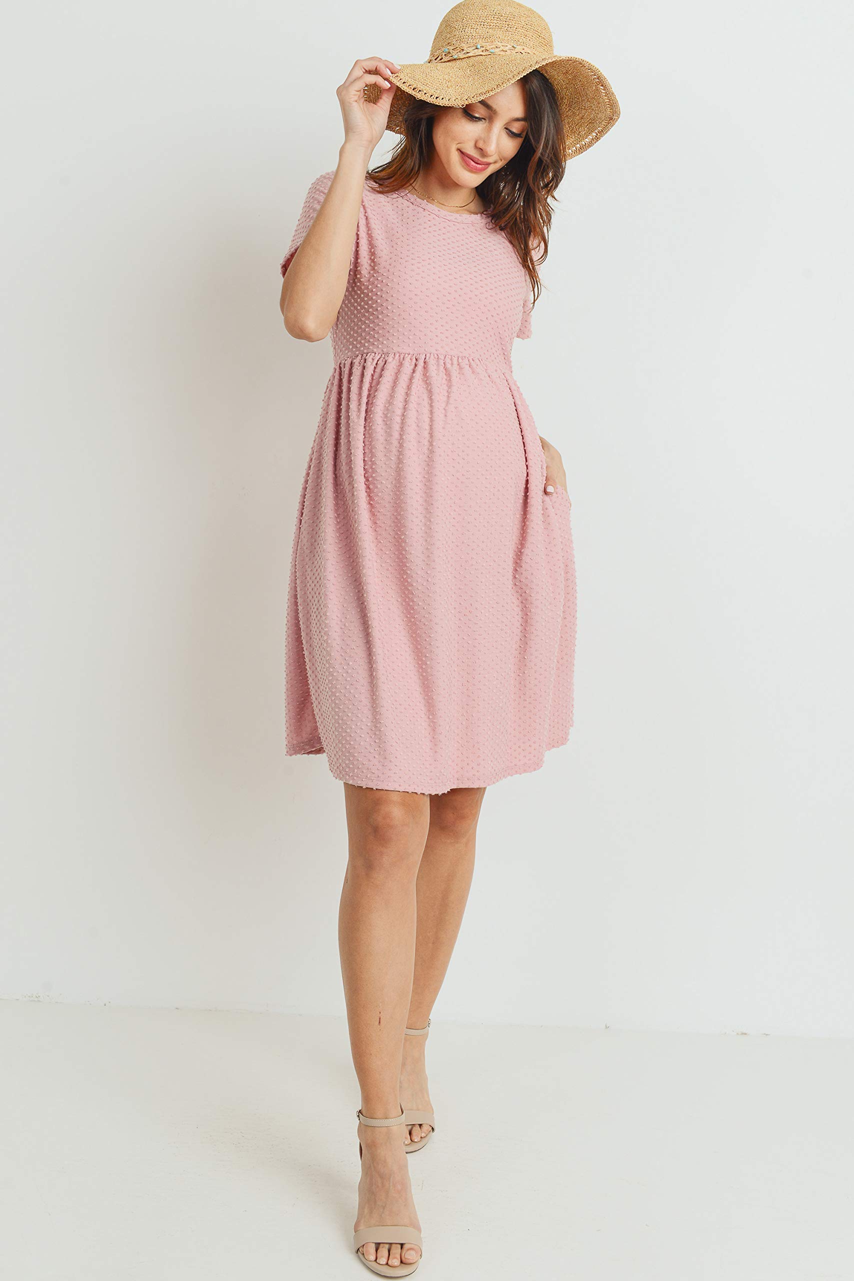 HELLO MIZ Women's Maternity Dress - Empire Waist Flowy Casual Pregnancy Dress for Baby Shower, Maternity Photos & Everyday Comfort