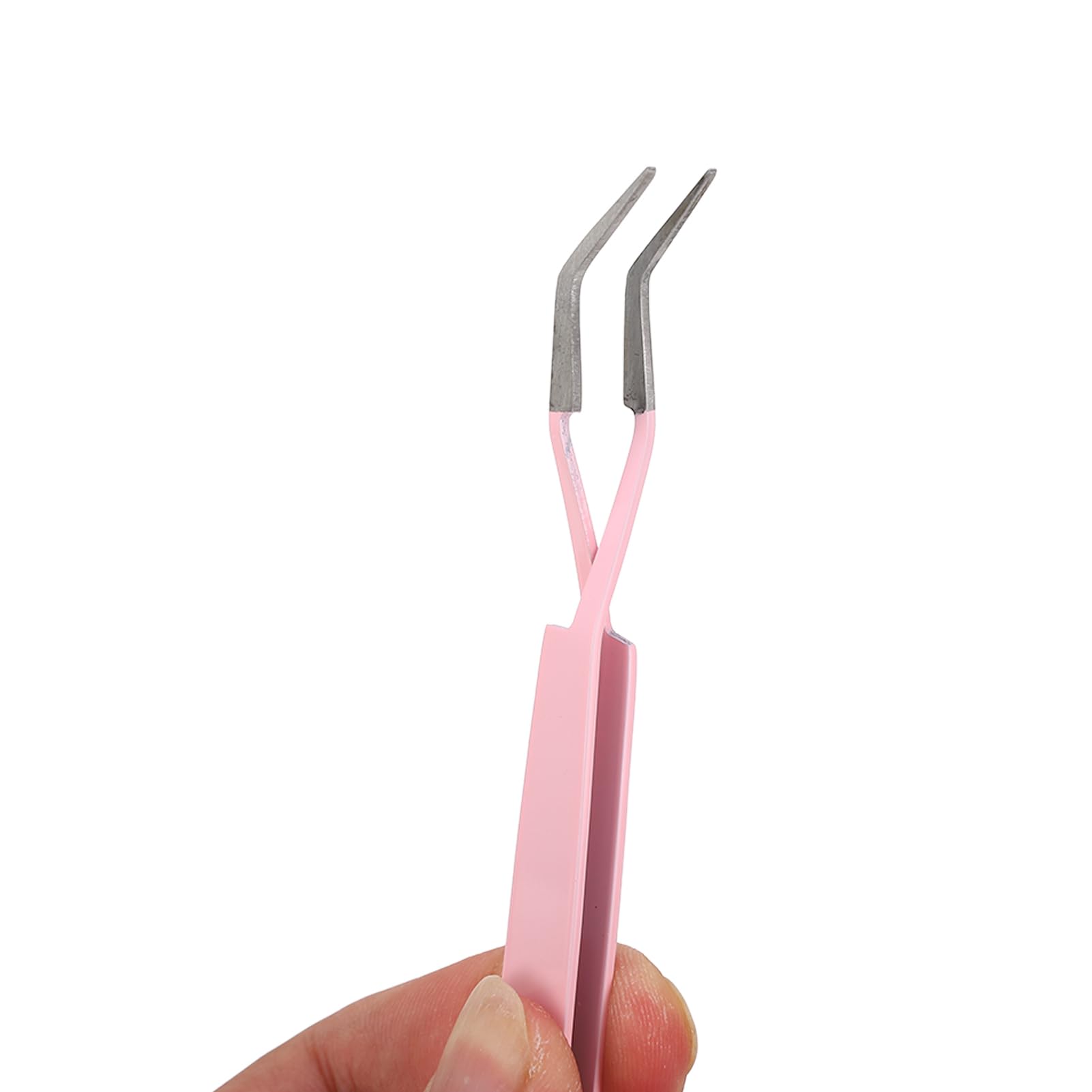 Professional Stainless Steel Lash Tweezer with Curved Tip - Flexible Eyelash Extension & Nail Art Tool - Comfortable Grip for Precise Application - Perfect for Salon, Home Use & DIY Beauty (Black)