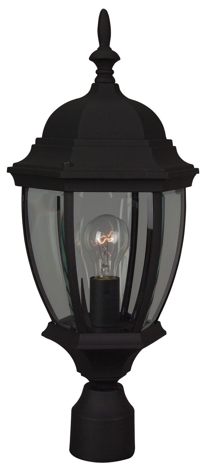 Textured Black Bent Glass Cast One Light Post Mount - Outdoor Lighting for Porch, Patio, and Garden Decor
