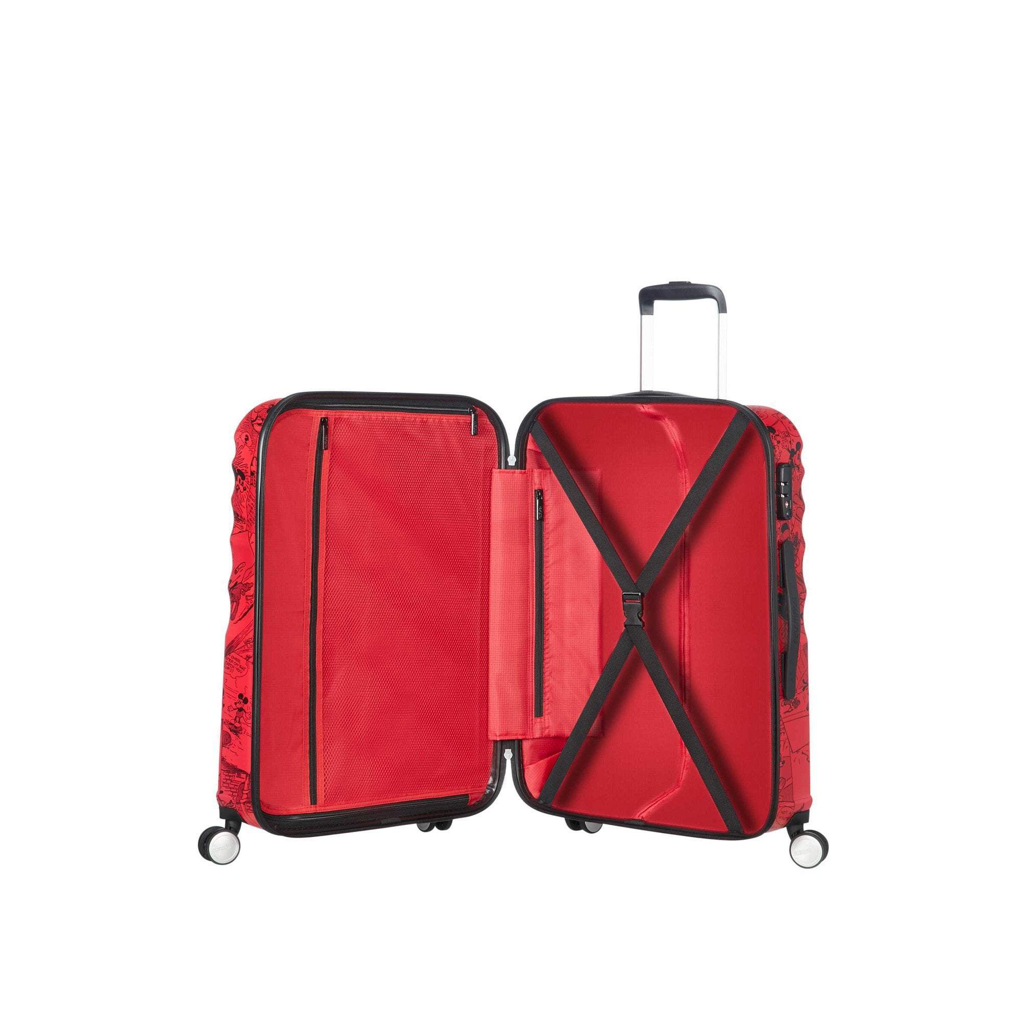 American Tourister Disney Wavebreaker Spinner Large Suitcase - Mickey Comics Red Luggage for Travel, Vacation & Airplane Carry-On