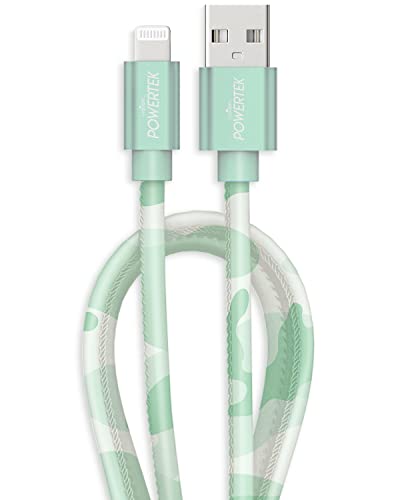 LIQUIPEL Powertek Camo MFi Certified Fast Charging Cable - 6ft Lightning to USB Charger Cord for Apple iPhone 14/13/12/11/X/8, iPad Pro/Air/Mini - Durable & Tangle-Free (Camo Green) | Perfect for Home, Office & Travel Charging