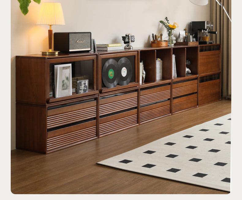 Solid Wood Medieval Floor TV Cabinet - Black Walnut, Cherry, Poplar - Perfect for Living Room, Bedroom & Home Theater Setup