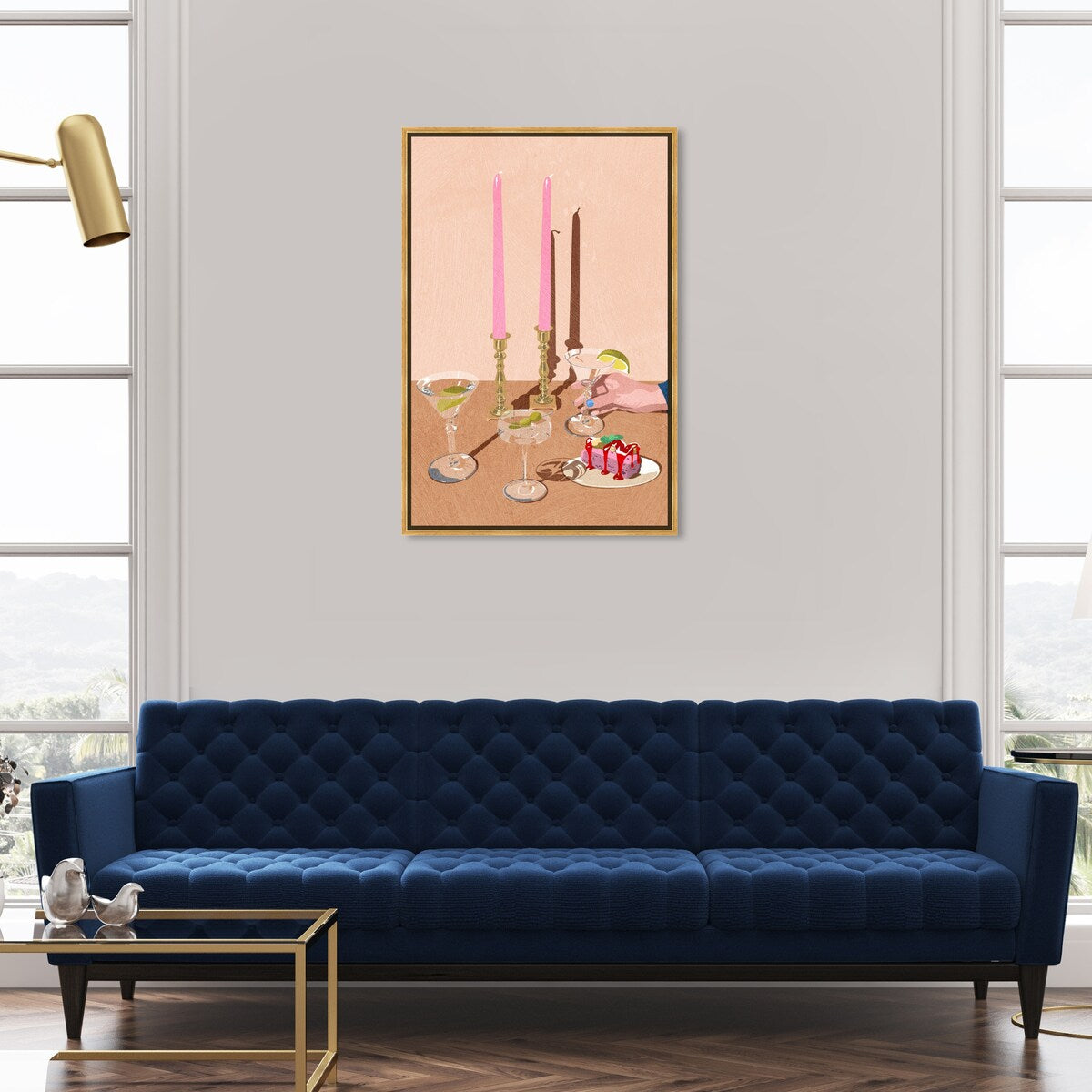 Elegant Pink Framed Canvas Wall Art Print - Modern Dessert & Drink Theme for Dining Room Decor | Perfect for Kitchen, Living Room, and Home Decoration