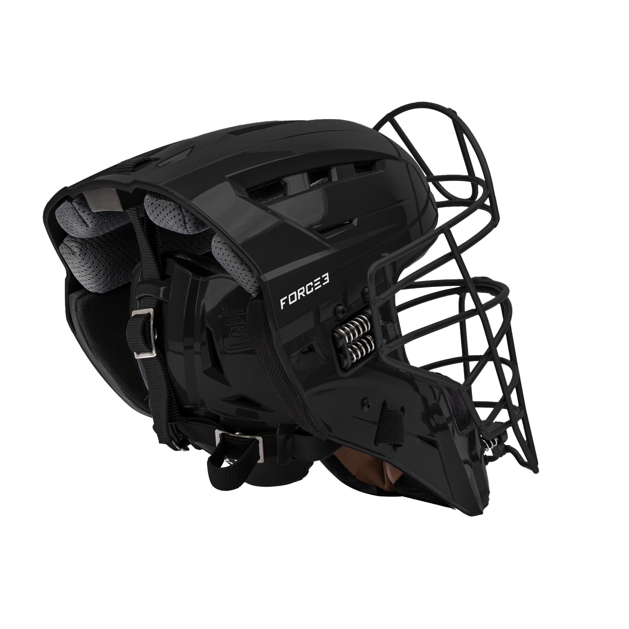 FORCE3 XS3 PRO Catchers Helmet - NOCSAE Certified Gloss Finish Baseball Gear for Catchers | Perfect for Youth & Adult Baseball Games, Training & Practice