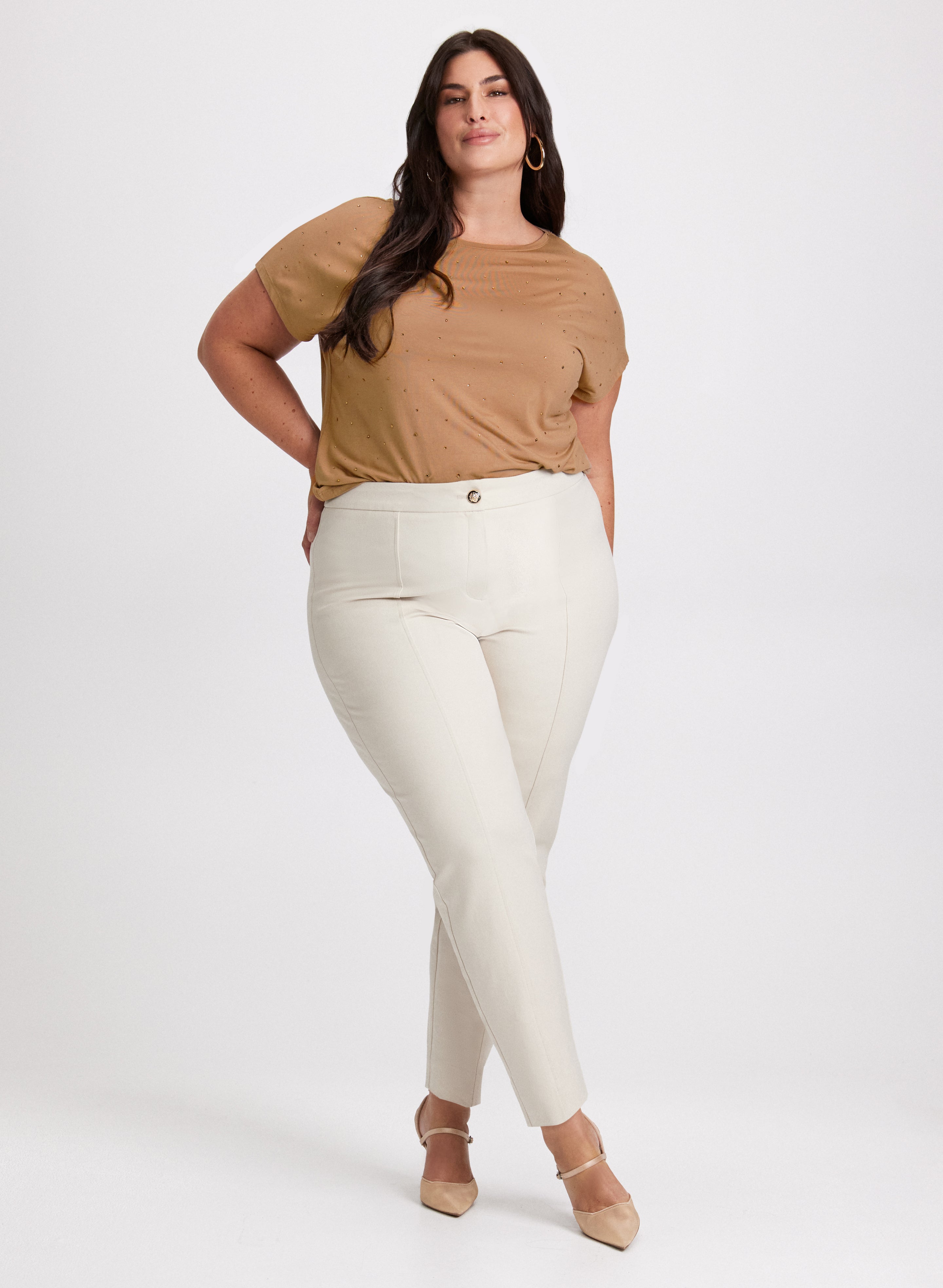 Embellished T-Shirt & Slim Leg Pants Set for Women - Fashion Casual Outfit for Work, Date Night & Everyday Wear