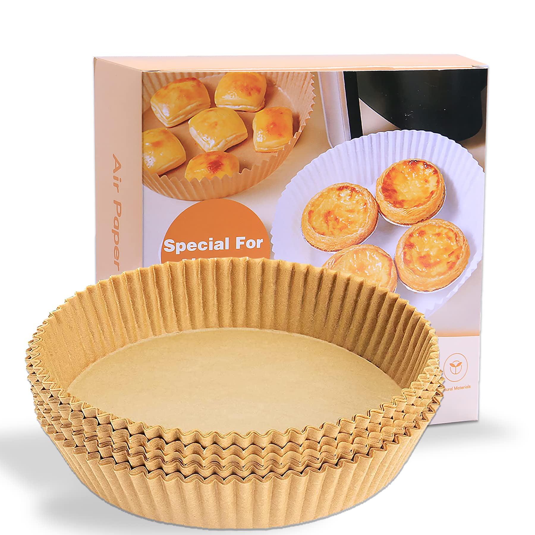 60 Pcs Unbleached Air Fryer Disposable Paper Liners - 6.3 Inch Round Parchment Sheets for 2-5 Qt Baskets | Oil-Proof, Non-Stick Cooking & Baking Liners | Microwave, Oven & Pan Safe | Perfect for Healthy Frying, Roasting & Reheating Meals
