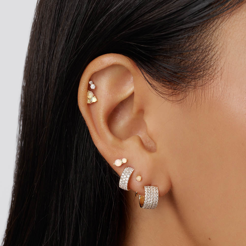 10k Gold Diamond Pave Huggie Hoop Earrings for Women - Perfect for Everyday Wear, Parties & Special Occasions