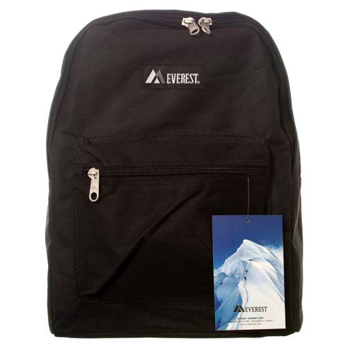 Everest Backpack 15 Inch - 6 Pack Black Durable School Backpacks for Students, Travel & Hiking - Bulk Wholesale Discount Luggage & Stationery Bags for Office, College & Outdoor Adventures