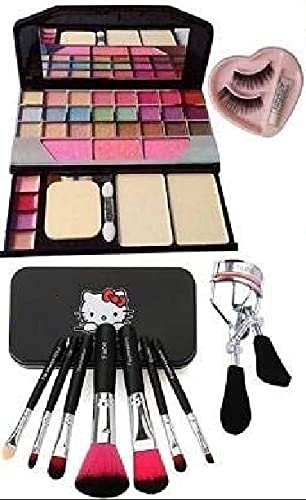 KHUSHI Professional Face Makeup Brush Set with Eyelashes & Glue - 4 Piece Kit for Flawless Makeup Application | Perfect for Bridal, Party & Everyday Use