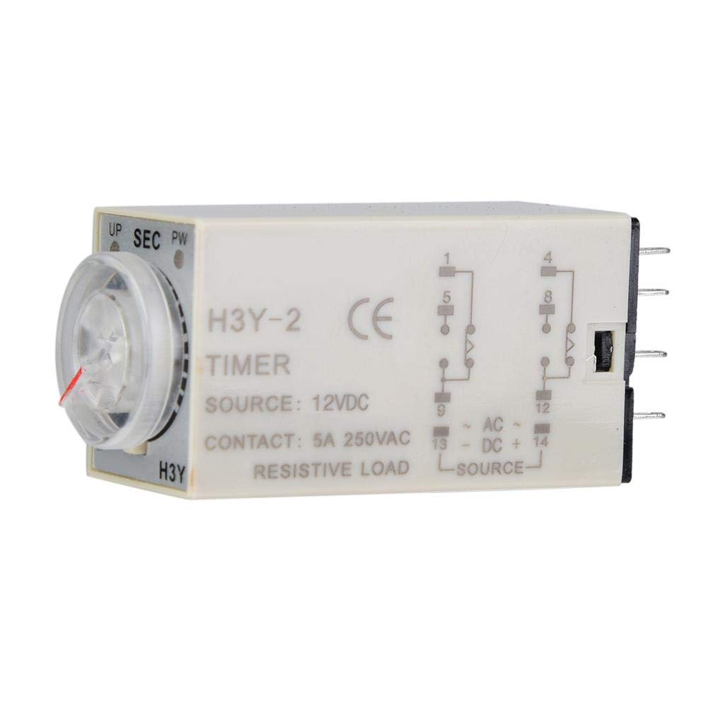 Naroote H3Y-2 Power On Time Delay Relay Timer 8-Pin 12VDC (60S) - Adjustable Control for Industrial Automation, HVAC Systems & Electrical Equipment