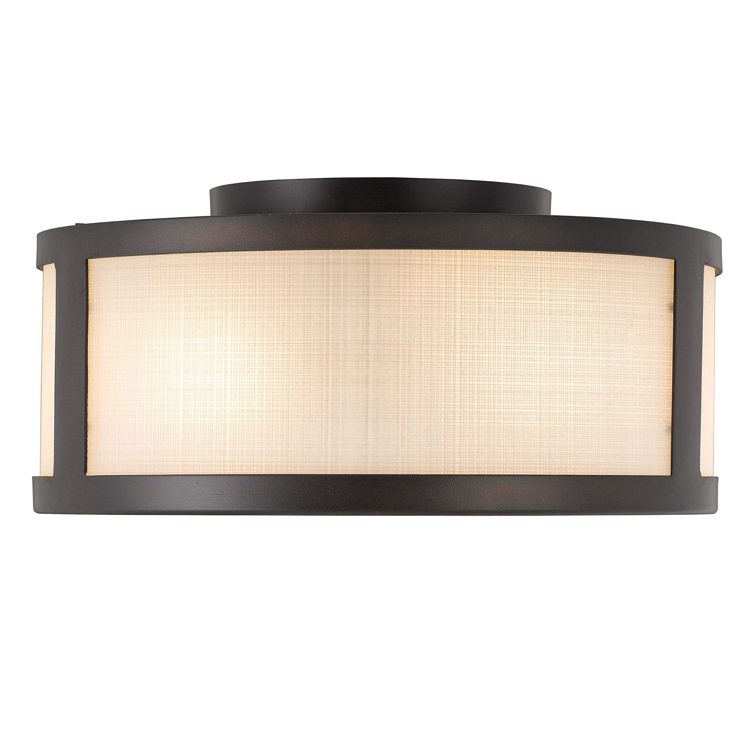 Vintage Mid-Century Flush Mount Ceiling Light Fixture - 2-Light 11.8