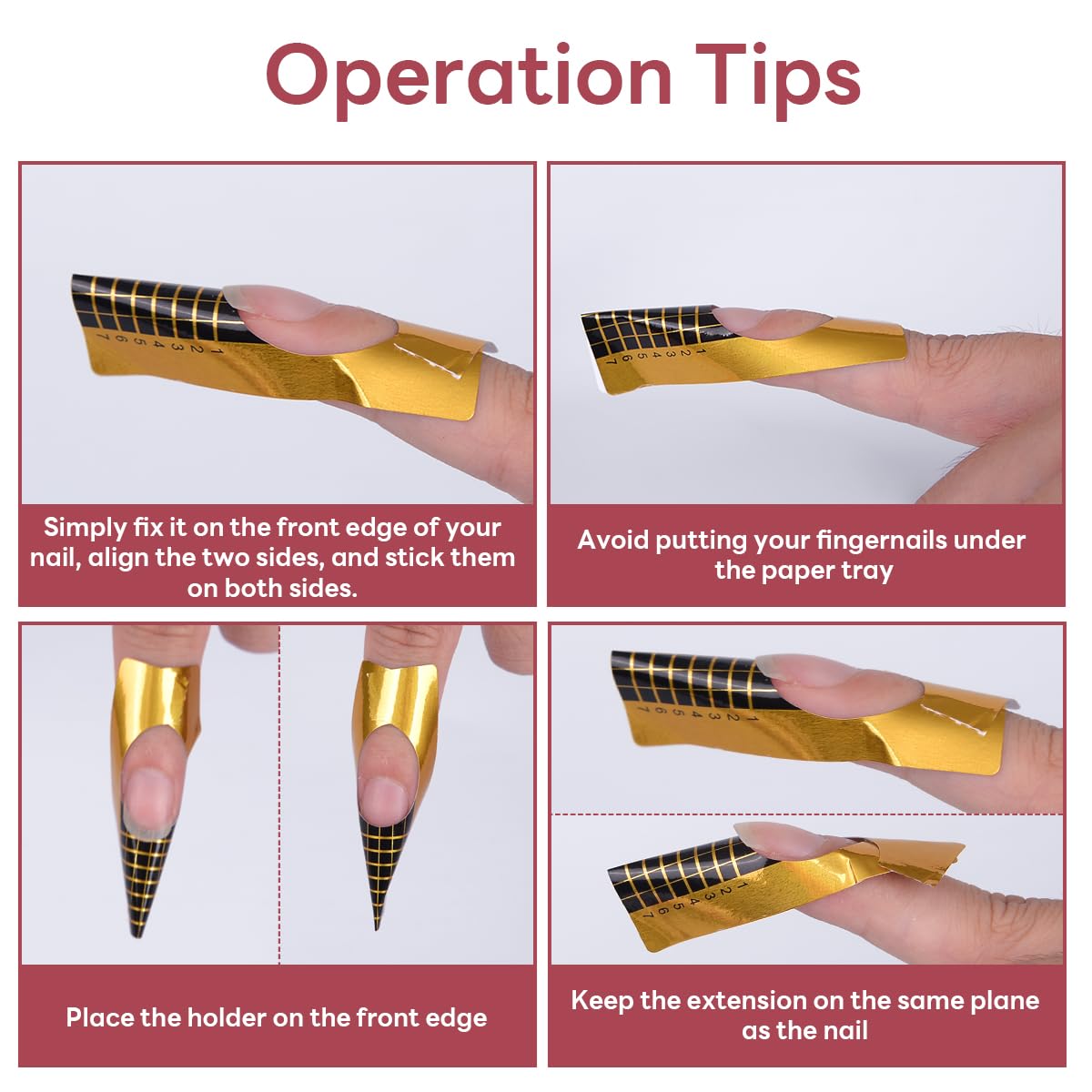 500PCS Nail Extension Forms with Numbers - Polygel & Acrylic Nail Art Supplies, Gold Horseshoe Dual Forms for UV Gel Manicure - Perfect for Salon, Home DIY & Professional Nail Artists