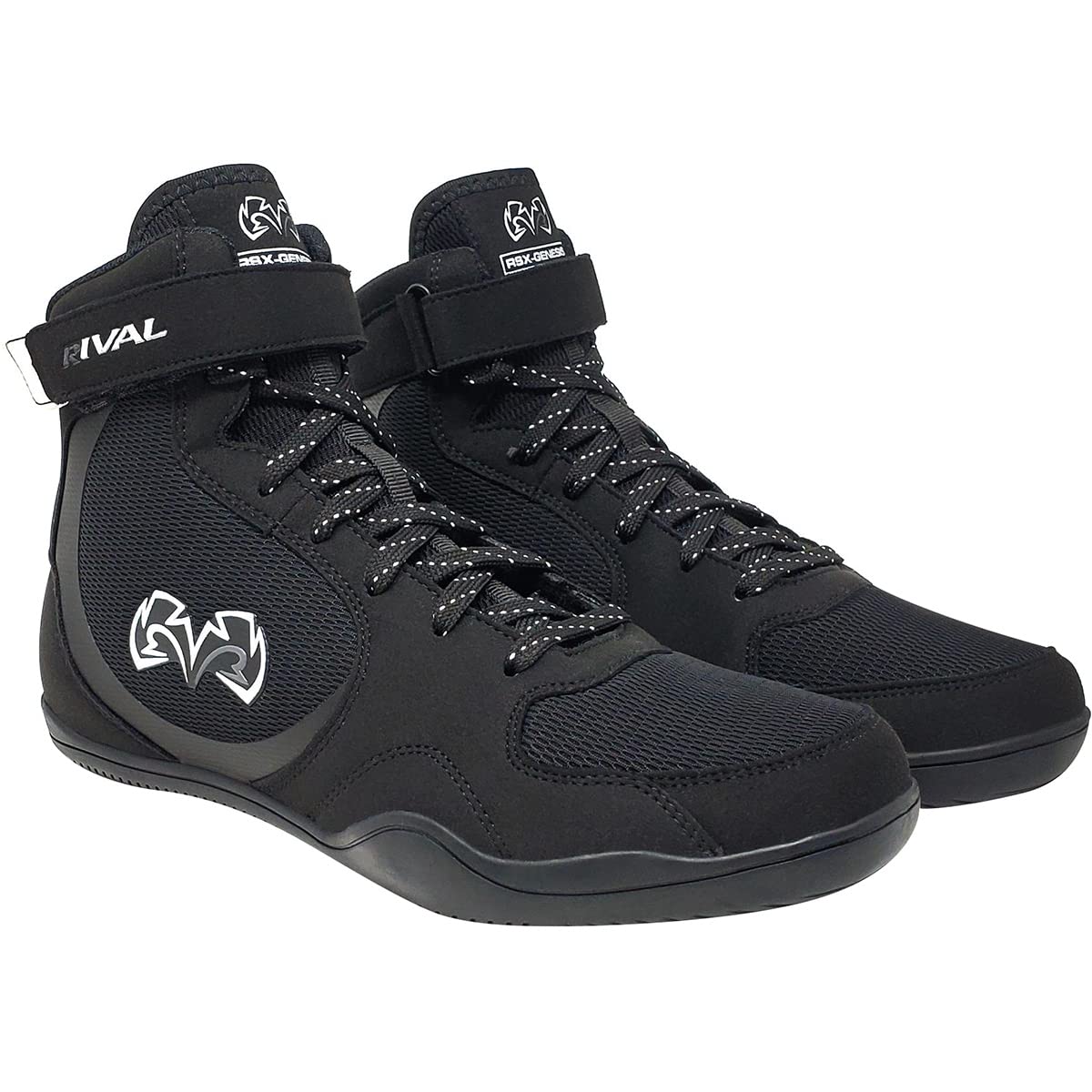 Rival Boxing RSX-Genesis 2.0 Boxing Shoes for Men & Women - Lightweight Training Boots with Ankle Support - Black/Black - Perfect for Boxing, MMA, Kickboxing & Gym Workouts