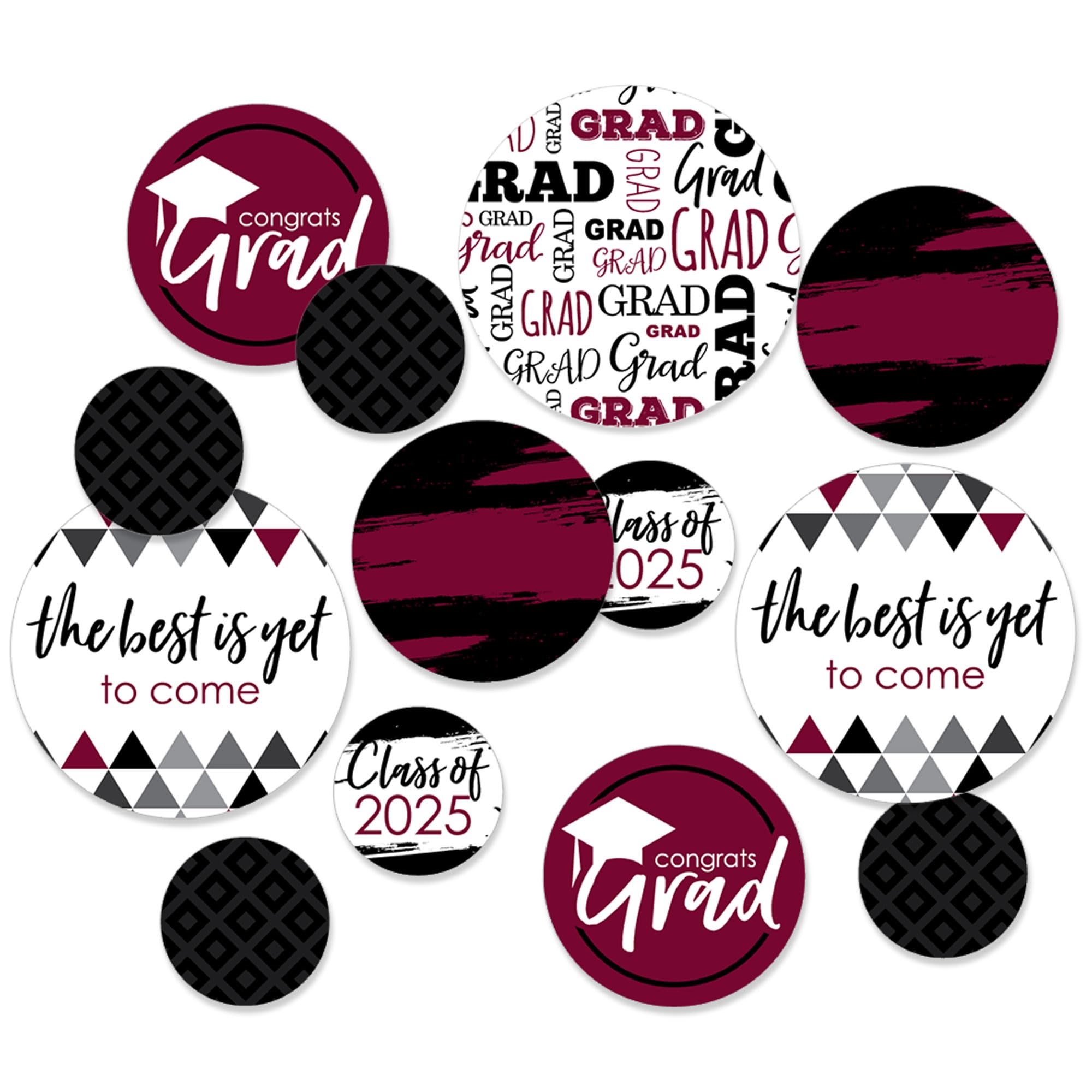 Big Dot of Happiness 2024 Maroon Graduation Party Giant Circle Confetti - 27-Pack Large Confetti for Graduation Decorations, Party Supplies & Photo Backdrops - Perfect for Graduation Ceremonies, Cap Toss Photos & Celebration Events