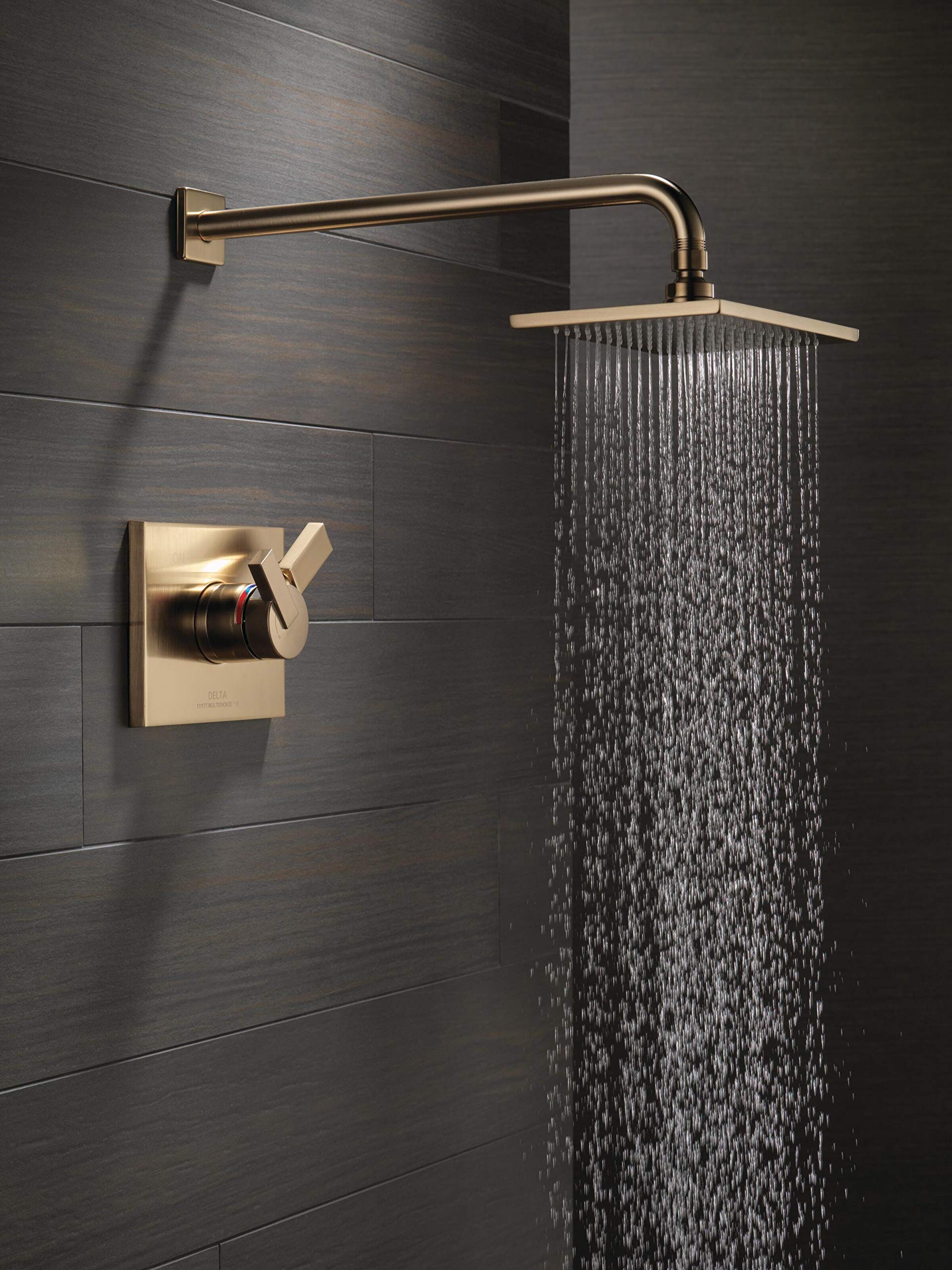 DELTA T17253-CZ-WE Vero 17 Series Dual-Function Shower Trim Kit with Single-Spray Touch-Clean Rain Head - Champagne Bronze Finish - Perfect for Bathroom Renovation & Modern Shower Experience