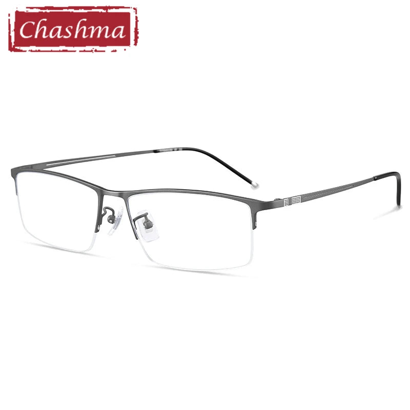 Titanium Square Semi-Rimless Eyeglasses for Men - Lightweight & Durable Frame - Perfect for Reading, Work, and Everyday Use