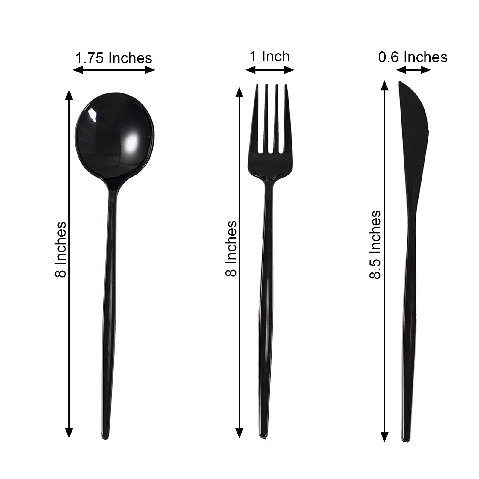 Premium Plastic Cutlery Set - 24pcs Black BalsaCircle Forks Spoons Knives for Wedding Party & Home Decor