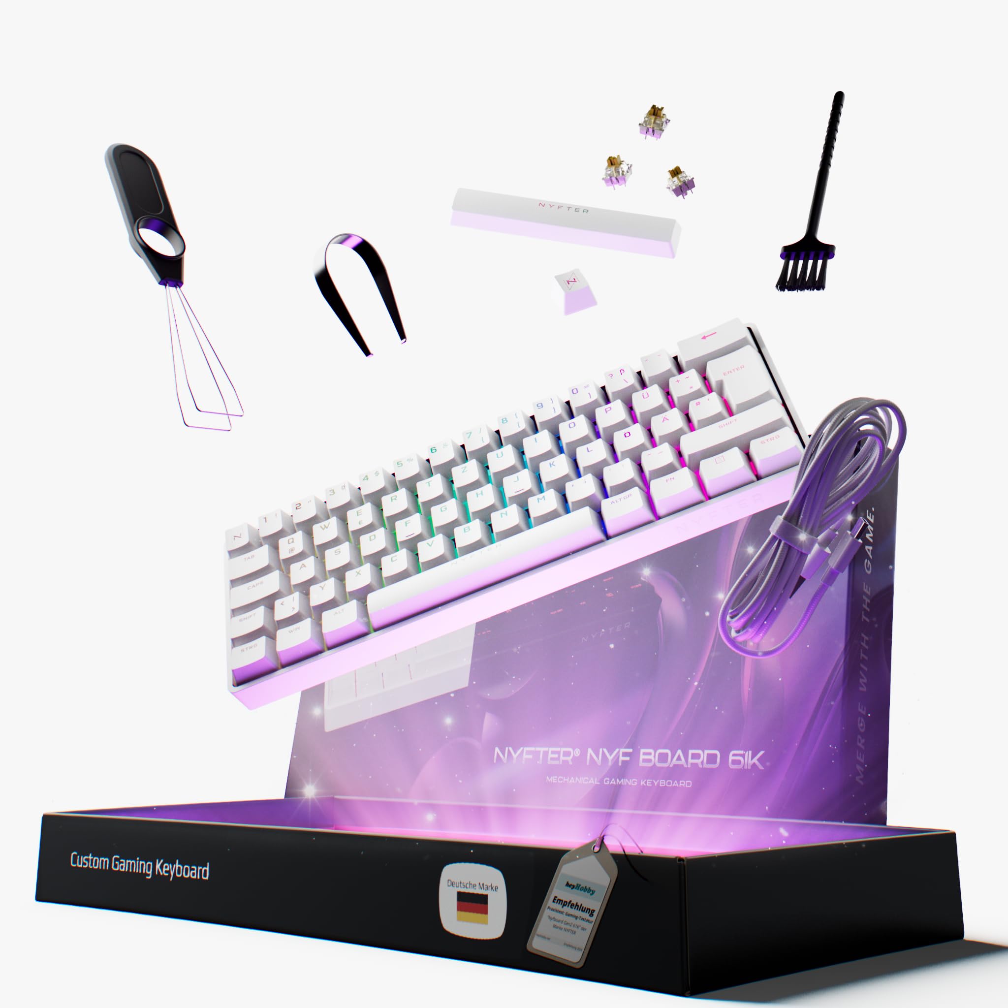 Nyfter 60% Gaming Keyboard - Hot-Swappable RGB Mechanical with Gateron Yellow Switches for PC Gamers
