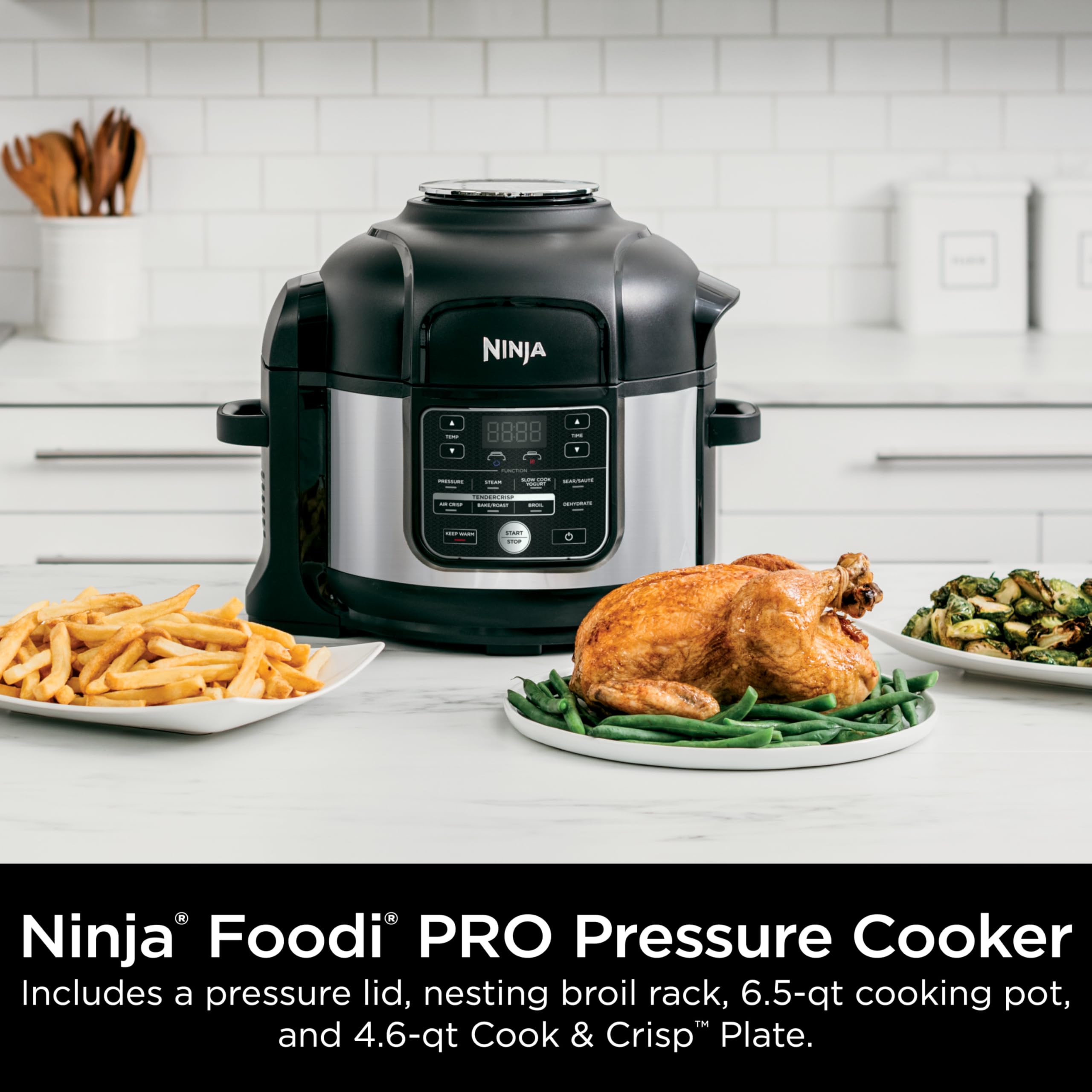 Ninja Foodi 10-in-1 6.5-Quart Pro Pressure Cooker & Air Fryer Multicooker with Stainless Steel Finish (OS300) - Perfect for Fast Cooking, Crispy Frying & Healthy Meals at Home