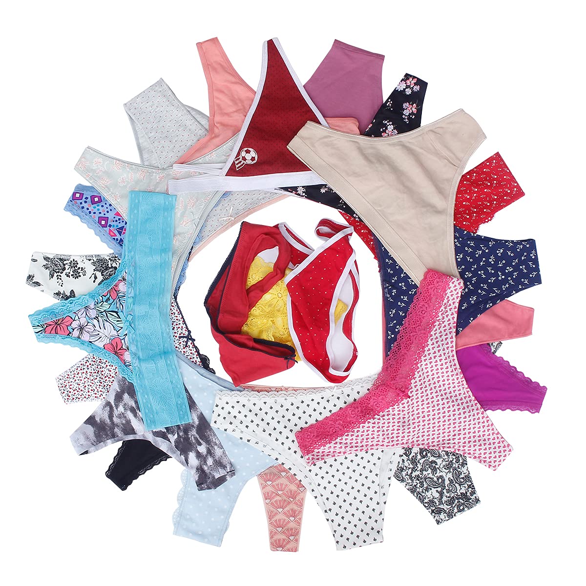 Livingtex 24 Pack Women's Underwear Variety Set - Cotton Lace Thong, Bikini & Hipster Panties for Everyday Comfort | Perfect for Travel, Gym & Daily Wear