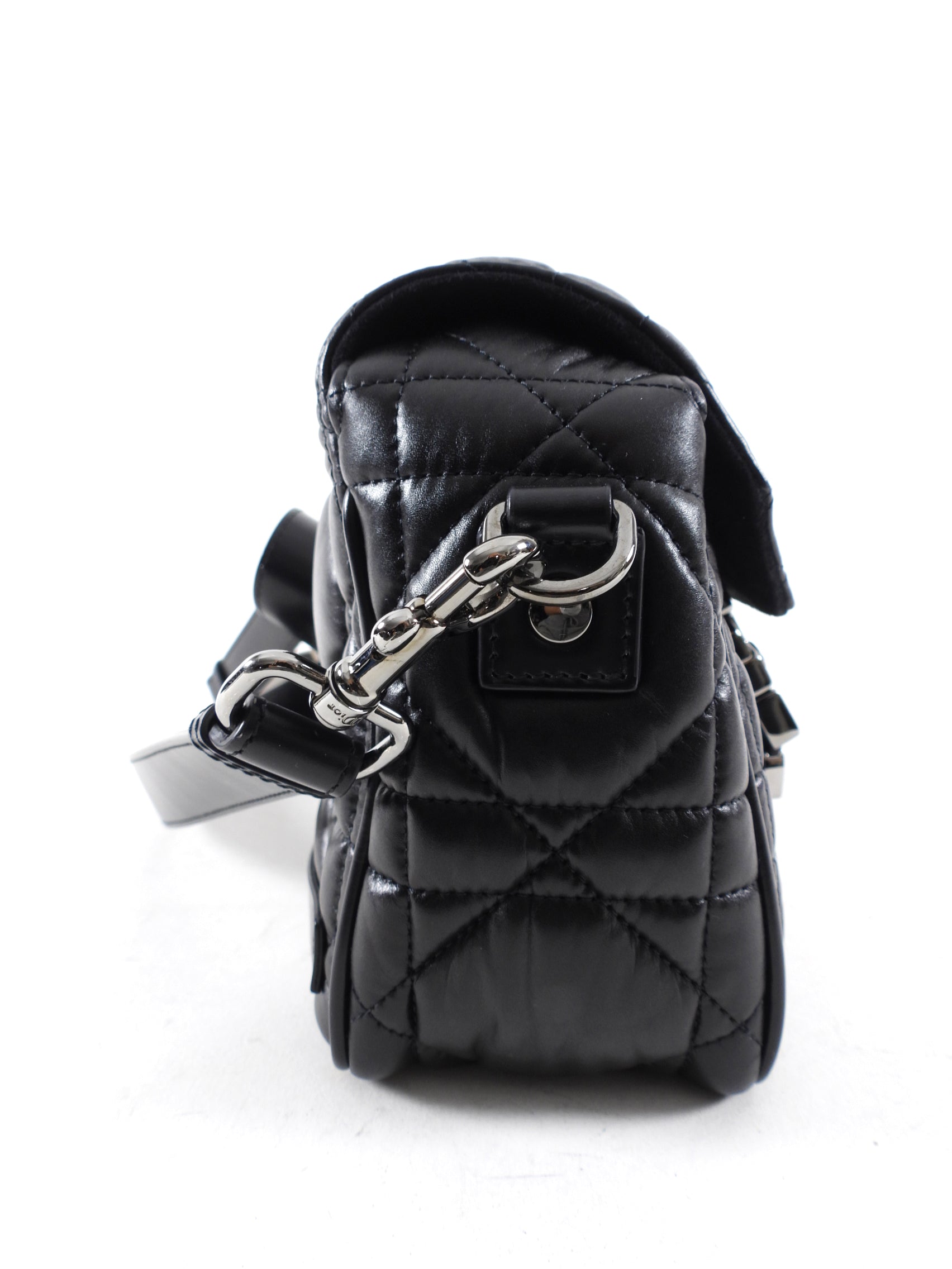 Christian Dior Black Leather Cannage Diorcamp Messenger Crossbody Bag for Women - Luxury Designer Shoulder Bag for Work, Travel & Everyday Use