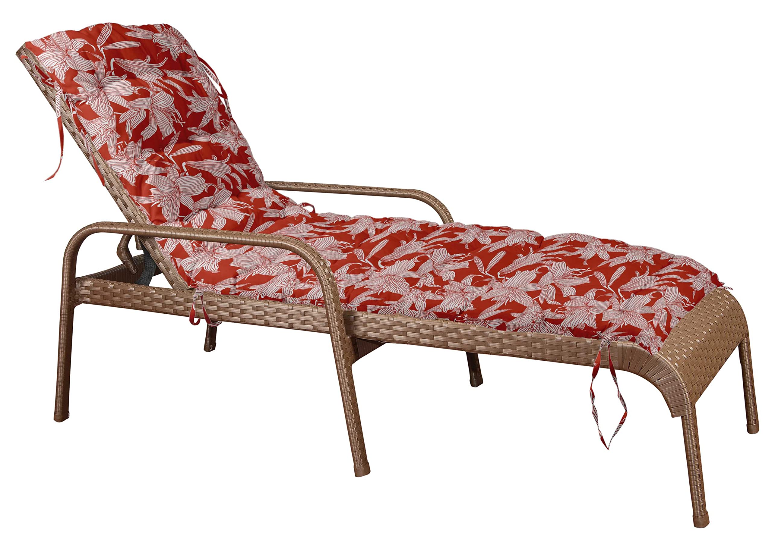 Quilted Thick Padded Seat Cushion for Rocking Chair, Sofa & Recliner - 74 x 23 Inches with Ties - Red - Perfect for Outdoor Garden, Terrace & Bench Use - YC